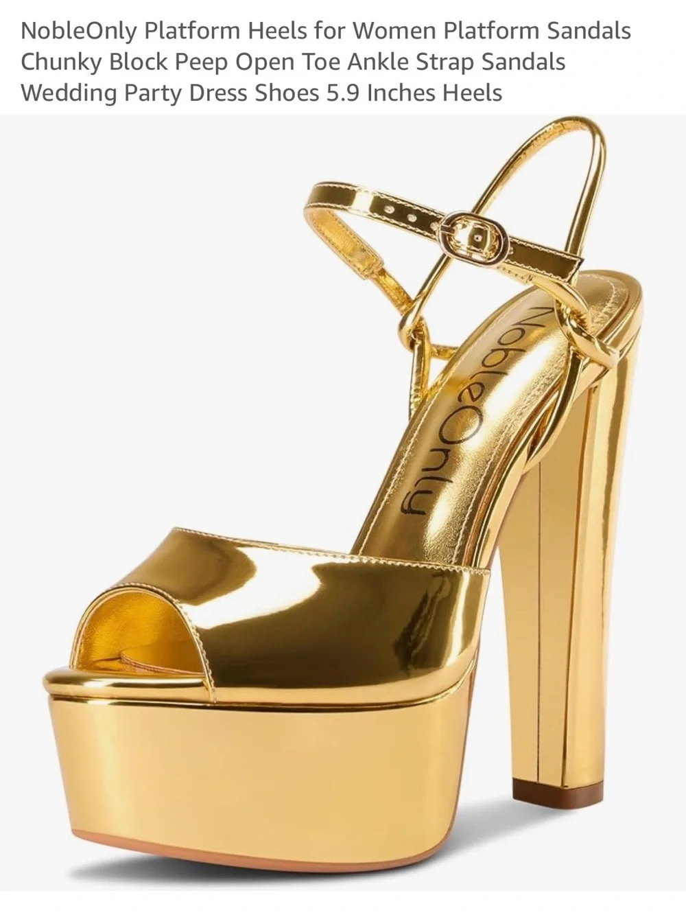 Gold Platform High-Heel Sandal - Women's Metallic Platform Pump